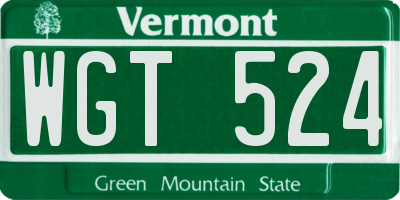 VT license plate WGT524