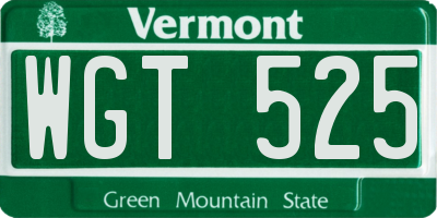 VT license plate WGT525