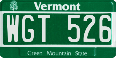 VT license plate WGT526