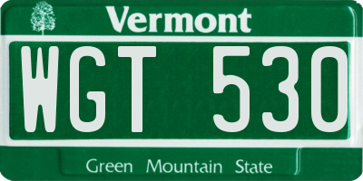 VT license plate WGT530