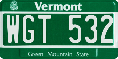 VT license plate WGT532