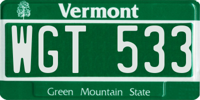 VT license plate WGT533