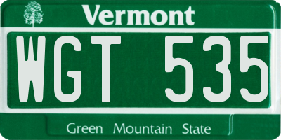 VT license plate WGT535