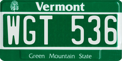 VT license plate WGT536