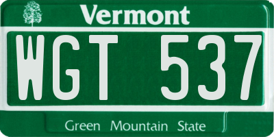 VT license plate WGT537