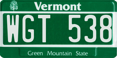 VT license plate WGT538