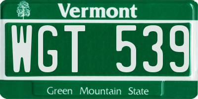 VT license plate WGT539