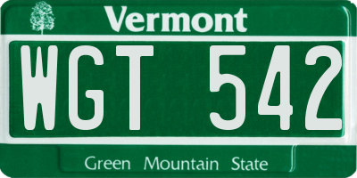 VT license plate WGT542
