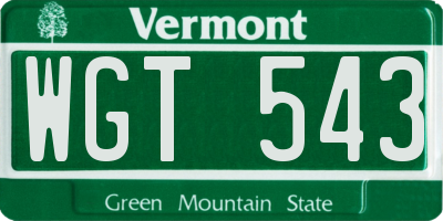 VT license plate WGT543