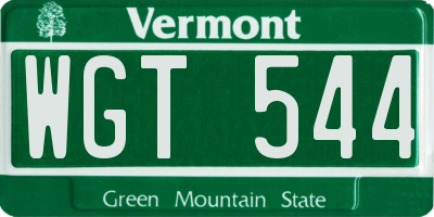 VT license plate WGT544