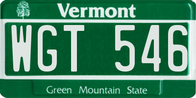VT license plate WGT546