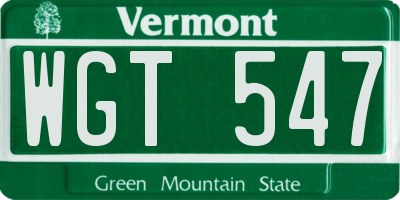 VT license plate WGT547