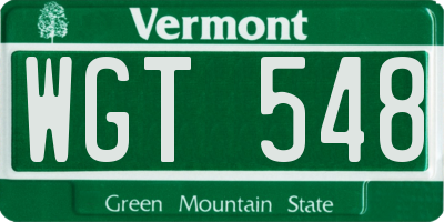 VT license plate WGT548