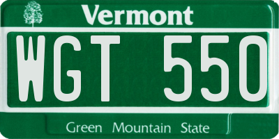 VT license plate WGT550
