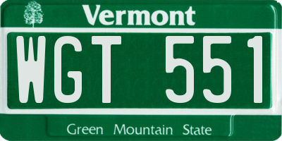 VT license plate WGT551