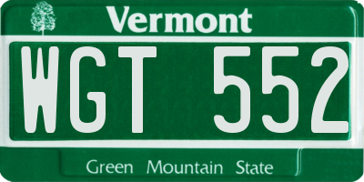 VT license plate WGT552