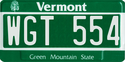 VT license plate WGT554
