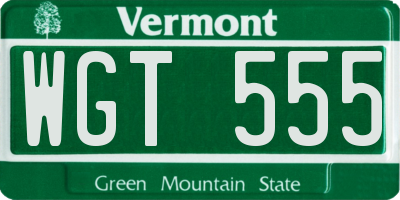 VT license plate WGT555