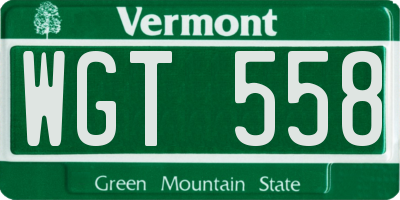 VT license plate WGT558