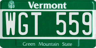 VT license plate WGT559