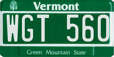 VT license plate WGT560
