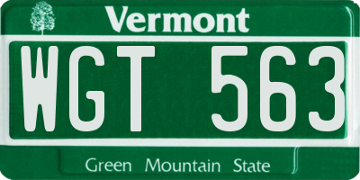 VT license plate WGT563