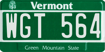 VT license plate WGT564
