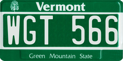 VT license plate WGT566