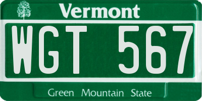 VT license plate WGT567