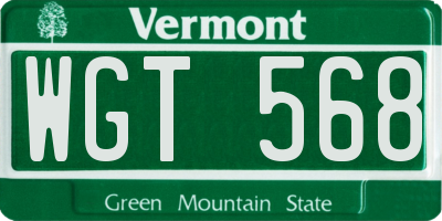 VT license plate WGT568