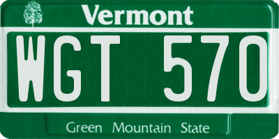 VT license plate WGT570