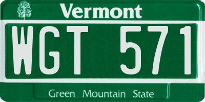 VT license plate WGT571