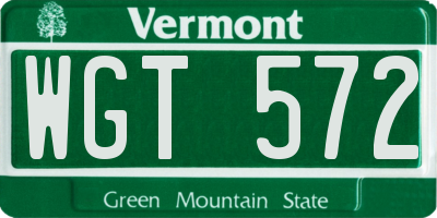 VT license plate WGT572