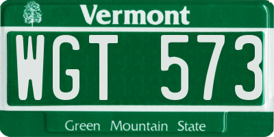 VT license plate WGT573