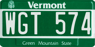 VT license plate WGT574