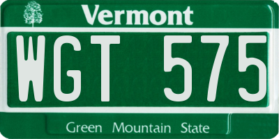 VT license plate WGT575