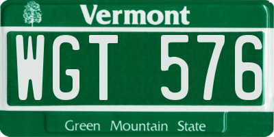 VT license plate WGT576