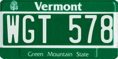 VT license plate WGT578