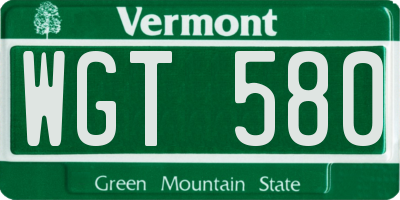VT license plate WGT580