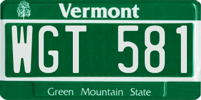 VT license plate WGT581