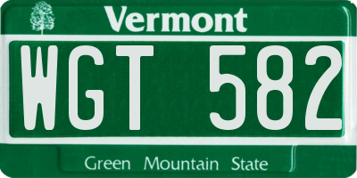 VT license plate WGT582