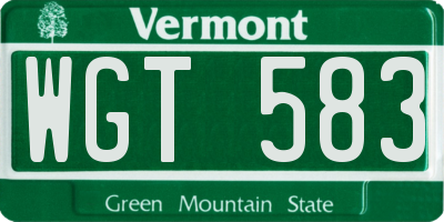 VT license plate WGT583