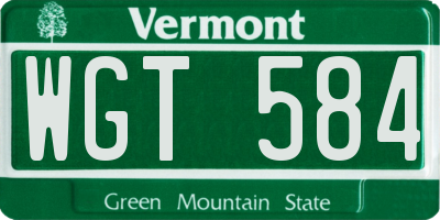 VT license plate WGT584