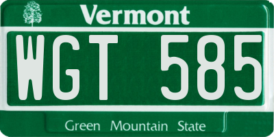 VT license plate WGT585