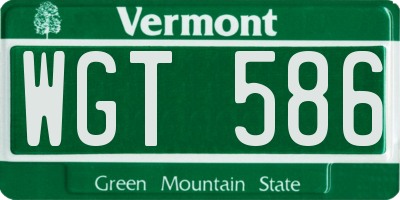VT license plate WGT586