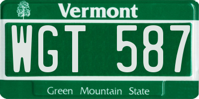 VT license plate WGT587