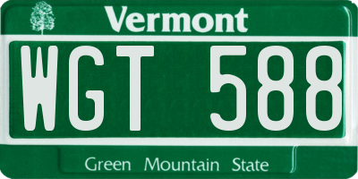 VT license plate WGT588