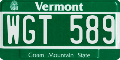 VT license plate WGT589