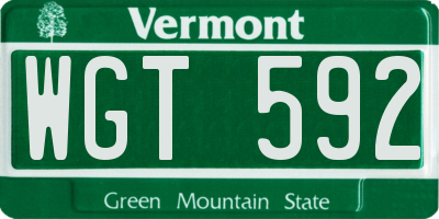 VT license plate WGT592