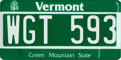 VT license plate WGT593